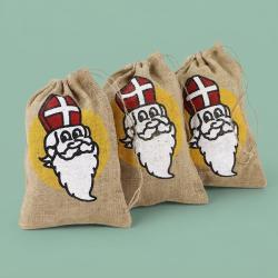 Jute zak met Sinterklaas opdruk 20 cm x 30 cm
